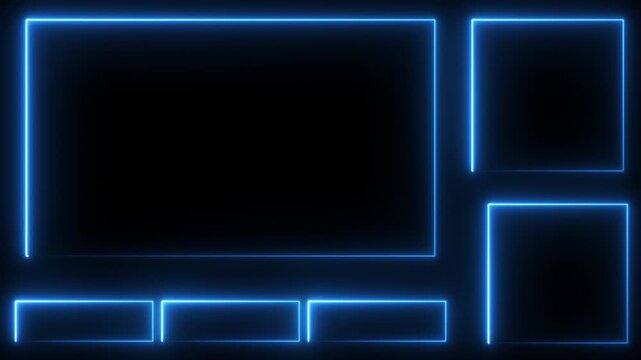 Neon animated intermission stream overlay with hud facecam border for live streaming ,Frame border HUD element. HUD viewfinder. Blue color.4K video