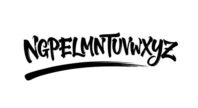 Brushstroke Alphabet Letters NGPE L M N T U V W X Y Z with Underline