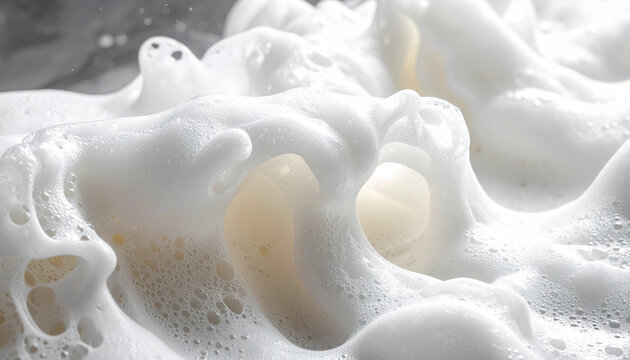 Close up of white foamy substance