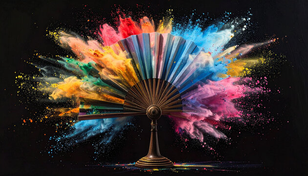 Colorful fan exploding powder