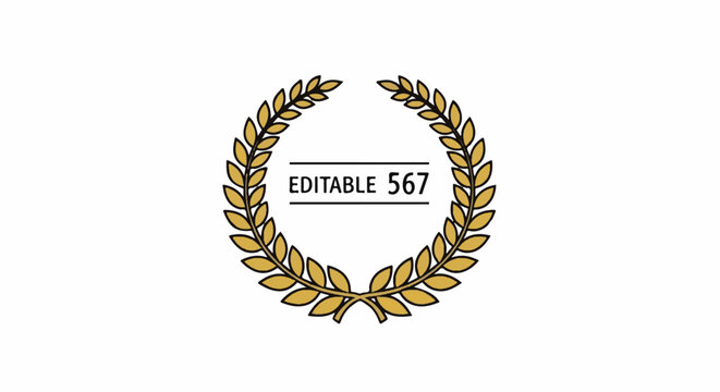 Golden laurel wreath graphic with "EDITABLE 567" text inside