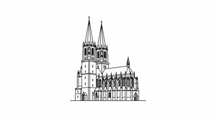 Obraz premium Gothic cathedral with twin spires and arched windows