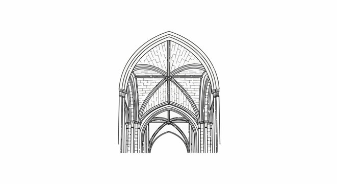 Gothic vaulted ceiling with arches and ribbed vaults
