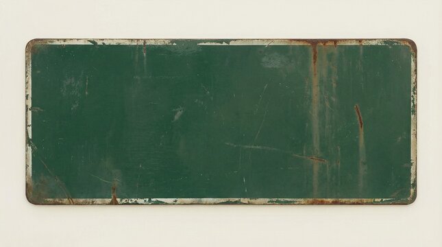 Old distressed dark green blank metal sign vector graphic illustration with weathered edges and rustic texture, perfect for vintage design projects.