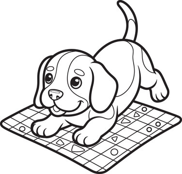 playful puppy on tic tac toe board