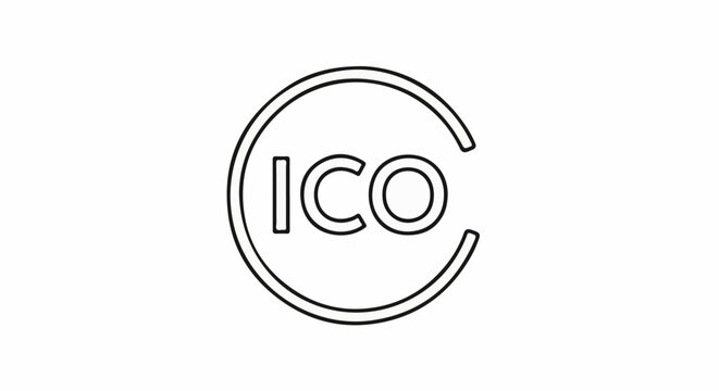 Stylized outline of the letters ICO within a circular shape