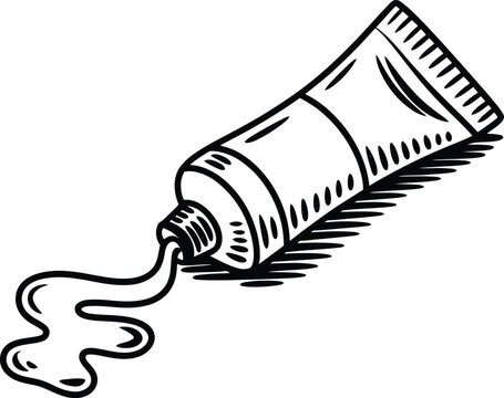 A tube of glue with adhesive dripping out onto a flat surface