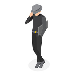 Obraz premium 3D Isometric Flat Vector Illustration of Hackers Classification, Digital Security, Online Threats. Item 6
