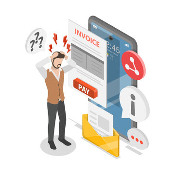 3D Isometric Flat Vector Illustration of FOMO stands for Fear of Missing Out, Depicting Positive And Negative Emotions. Item 3