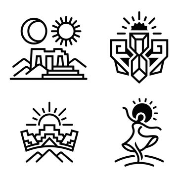 Andean ceremonial icon set with crown fire altar and sacred drum