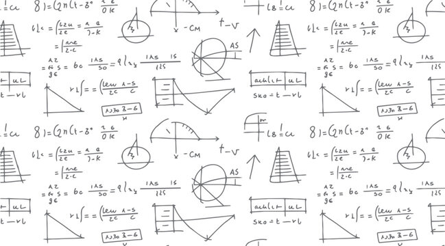 Hand drawn mathematical equations graphs and diagrams on a white background mathematics formula
