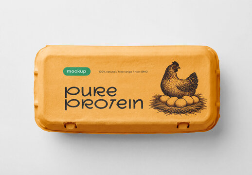 Cardboard Egg Box Packaging Mockup Top View with Editable Background