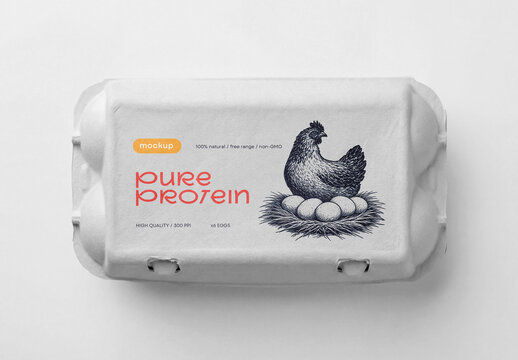 Cardboard Egg Box Packaging Mockup Top View with Editable Background