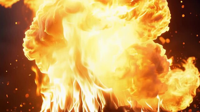 Fiery Explosion: A captivating close-up captures the raw power of a massive explosion, its intense flames and billowing smoke dominating the frame.