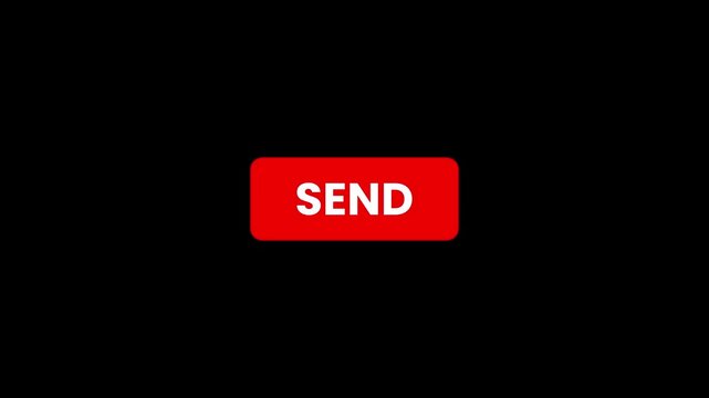 Click on send button with computer mouse animation isolated on black background