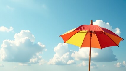 Obraz premium A colorful umbrella resting on the sand, perfect for a sunny day at the beach