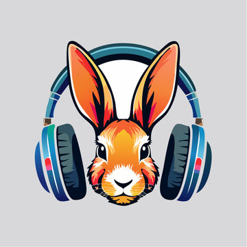Vector illustration featuring orange animal ears with a stylized rainbow