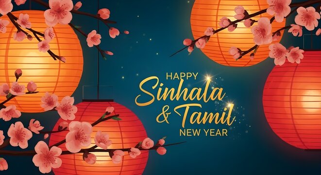 Sinhala and tamil new year celebrations vibrant lanterns and floral decorations