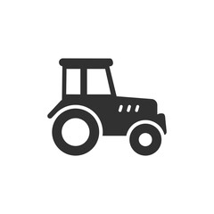 Fototapeta premium Tractor icon. Agricultural machinery and farming work. Monochrome black and white symbol