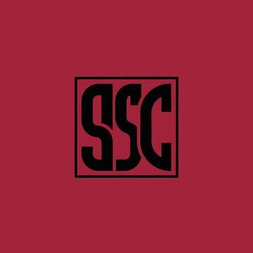 Bold SSC Logo Design on Red Background.