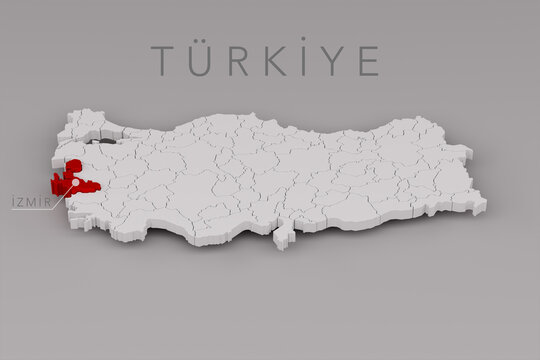 Turkiye Map Highlighting Izmir Province Location