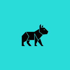 Obraz premium Geometric Black Capybara Silhouette on Teal Background.