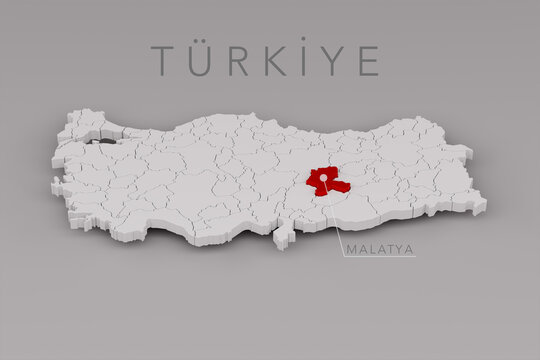 Turkiye Map Highlighting Malatya Province Location