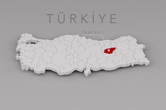 Turkiye Map Highlighting Tunceli Province Location