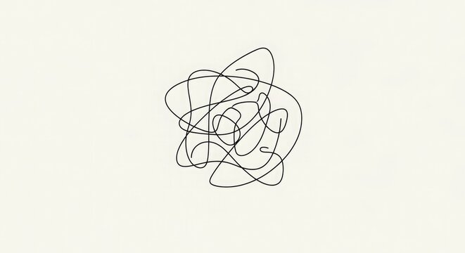 Intricate black scribbles on a plain white background abstract artistic expression