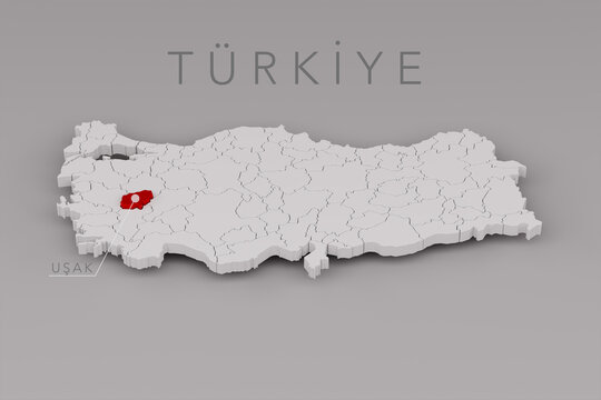 Turkiye Map Highlighting Usak Province Location