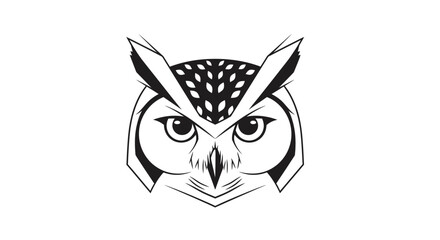 Fototapeta premium Detailed Owl Head Illustration with Sharp Lines and Focused Gaze.