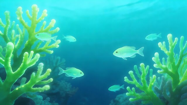 Underwater scene with fish and coral