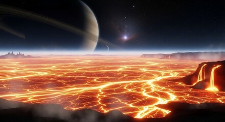 Exoplanet lava landscape