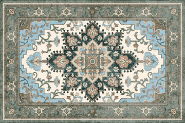Fototapeta premium Vintage Folk style traditional printed Carpet with trending colors and texture in high resolution 