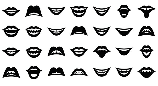 Minimal Mouth Expression Icons &ndash; Lip Sync Animation Vector Set