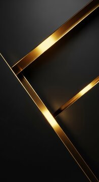 Abstract Golden Geometric Lines on Dark Background.
