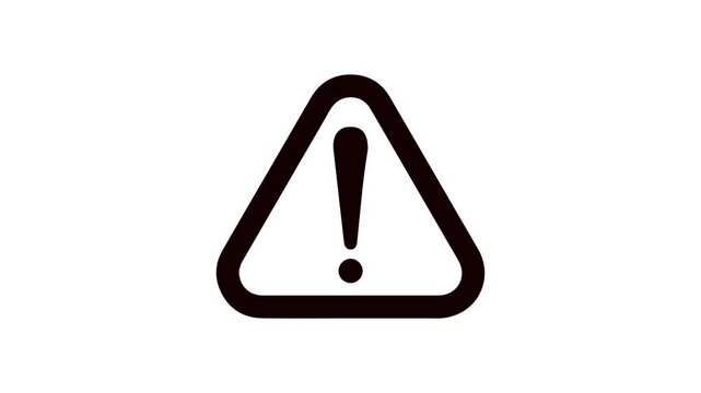 Red flashing warning triangle icon on white background. Emergency alert symbol, Warning signal with blinking light effect.