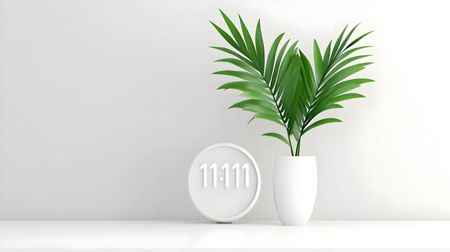 Digital Clock Displaying 1111 on Modern Nightstand with Soft Ambient Lighting