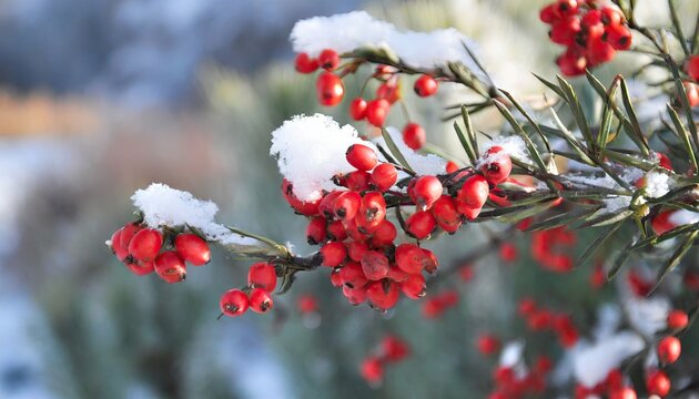 red berries covered in frost for the winter and spring season