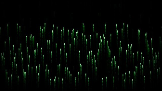 Futuristic green code rain falling digital data stream cyber technology background loop animation