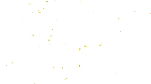 falling golden confetti animation on white background seamless loop. festive gold foil confetti, cinematic golden glitters falling overlay.