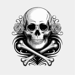Fototapeta premium Skull with Crossed Bones Design Illustration.