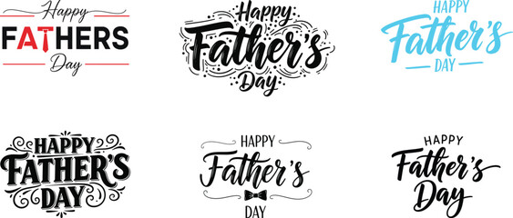 Obraz premium Collection of hand lettered 'happy father's day' typography designs for celebrations