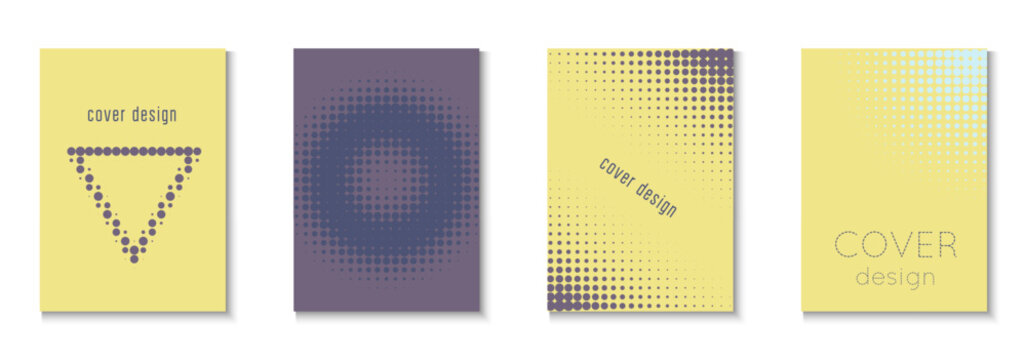 Abstract Background Set. Cool Memphis Art With Circles. Young Brand In Minimalistic Frame. Business Flyer. Minimalist Halftone Template. Geometric Wave Cover. Trendy Abstract Background