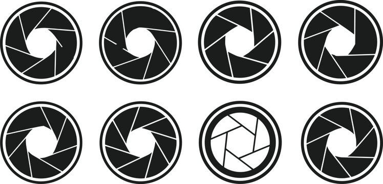Camera aperture icons isolated on transparent background vector illustration set.