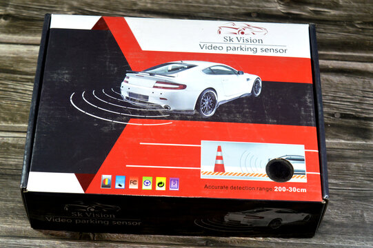 Cairo, Egypt, March 15 2026: an SK Vision Video Parking Sensor system, include ultrasonic sensors and often a camera to assist with reverse parking by providing both visual and audible alerts