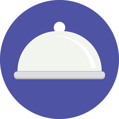 Fototapeta premium Food Serving Tray Icon on Circular Background, Restaurant Service Flat Vector Illustration