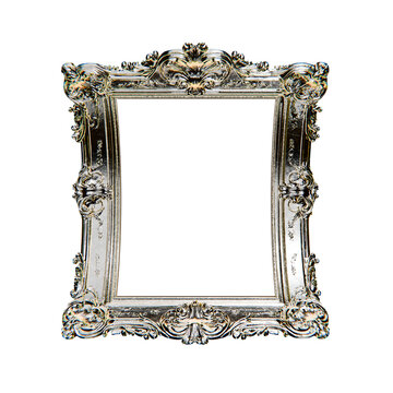 decorative ornate border photo frame, on transparent background