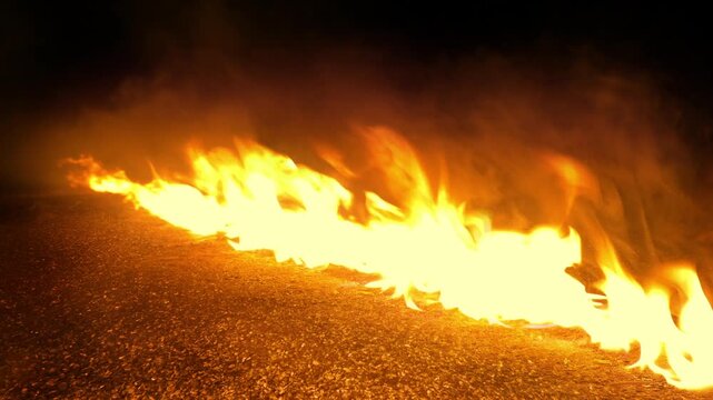 Fast Line Of Fire Ignites Across The Ground