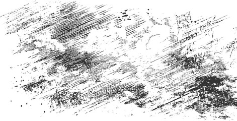 Black and white abstract textured background with diagonal hatching and speckled marks © Towhidul